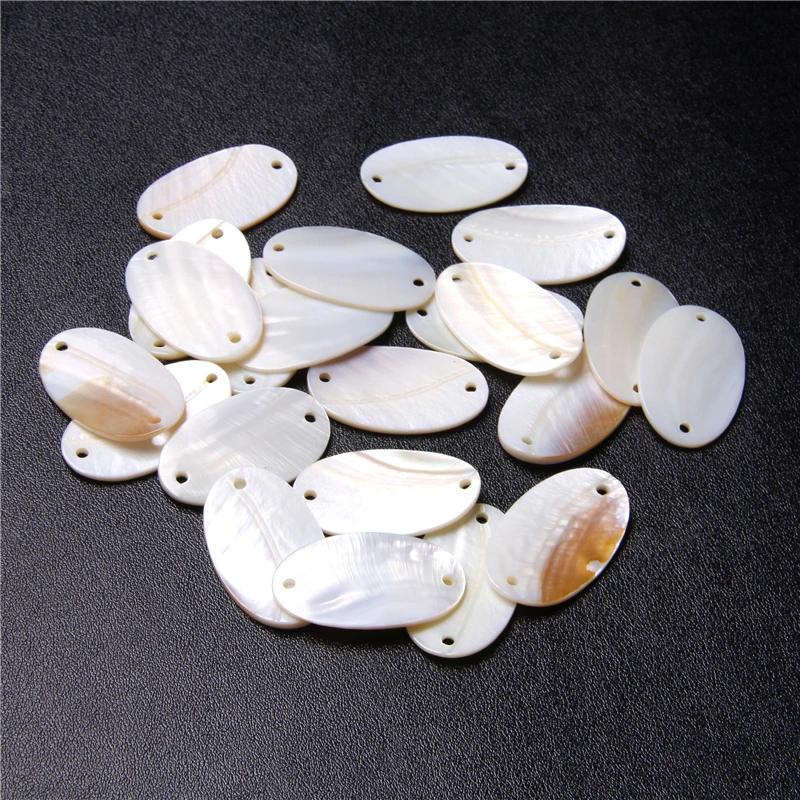 White Shell Connectors Natural Mother of Pearl Round Shell Beads Connector Flat Loose Bead for Jewelry Making Accessories DIY