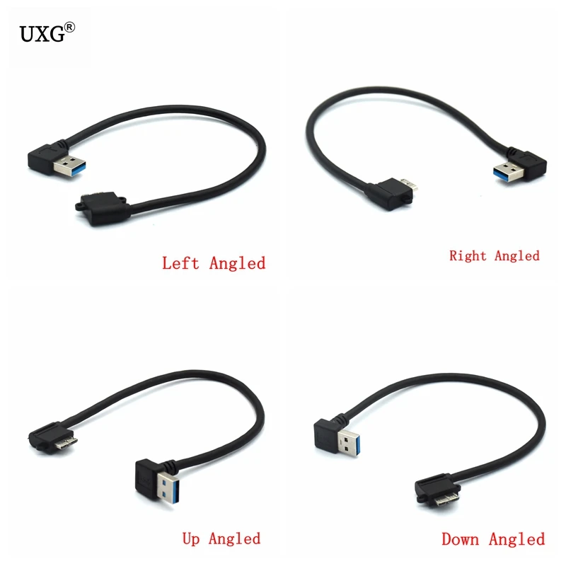 20cm USB 3.0 Right Angled A Male To Micro B Male 10 Pin Short Adapter AM/ MicroB Cable for Mobile HDD