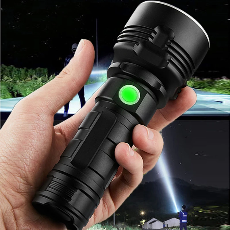 

Powerful LED Flashlight XM-L2 XHP70 Outdoor LightingTactical Torch USB Rechargeable Waterproof Lamp Ultra Bright Lantern Litwod