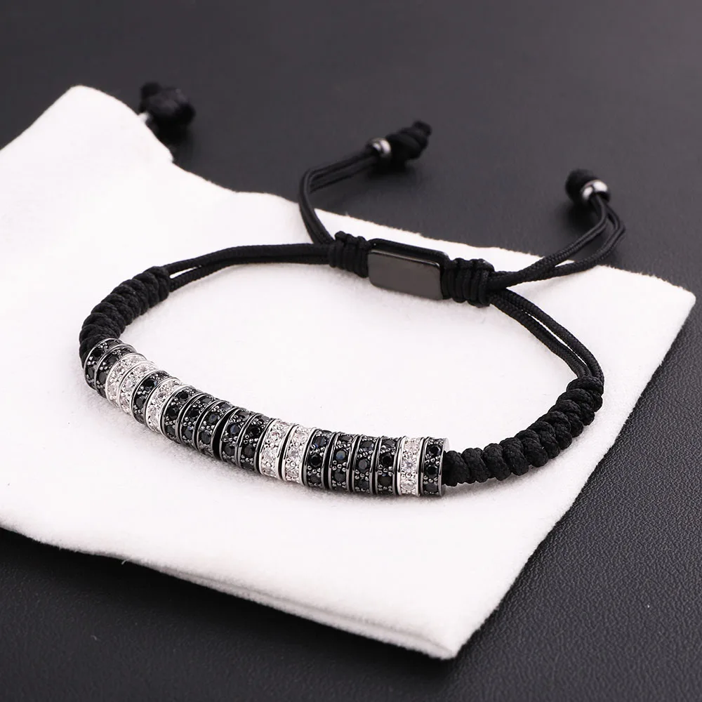 Jaravvi Micro CZ Pave Spacers Handmade Woven Macrame Friendship Luxury Bracelet Men Women Jewelry Gift