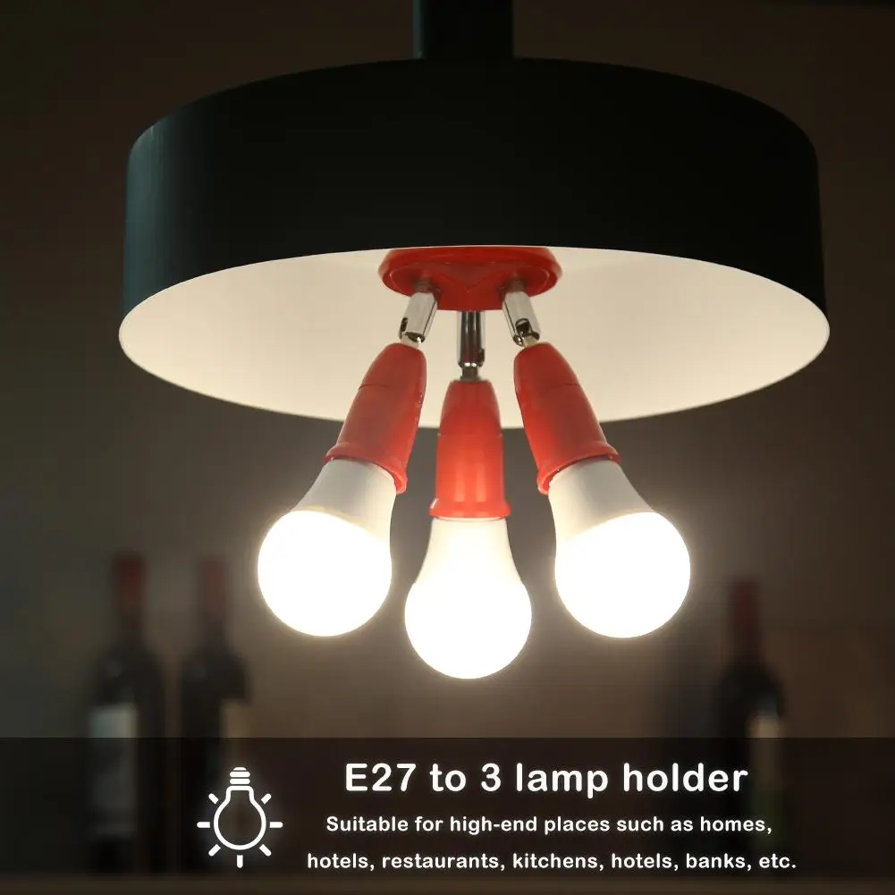 Base de lâmpada 3 em 1 e27 para e27, suporte de lâmpada led divisor, adaptador de lâmpada ca 85-285v, base de lâmpada plástica rotativa