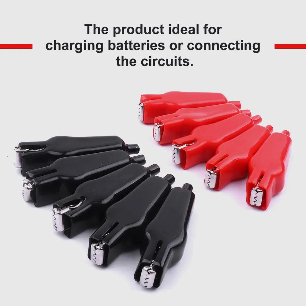 5 Pairs Black and Red MAX 20A Testing Probe Alligator Clips Double Ended insulated PVC Crocodile Clip for Electrical Jumper Wire