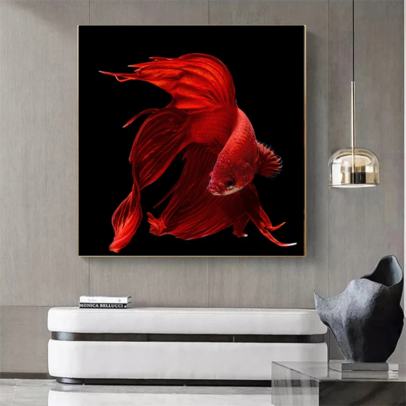 Chinese Koi Fish Lotus Canvas Prints Feng Shui Animal Landscape Painting Wall Art Picture For Living Room Moder Home Decoration