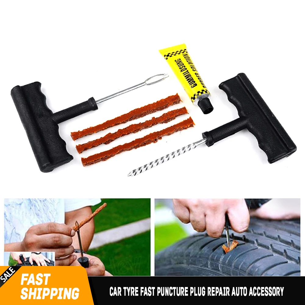 Tire Tyre Fast Puncture Plug Repair Kit Set Block Air Leak For Truck Bike Emergency Tubeless CN Garage Tools Factory