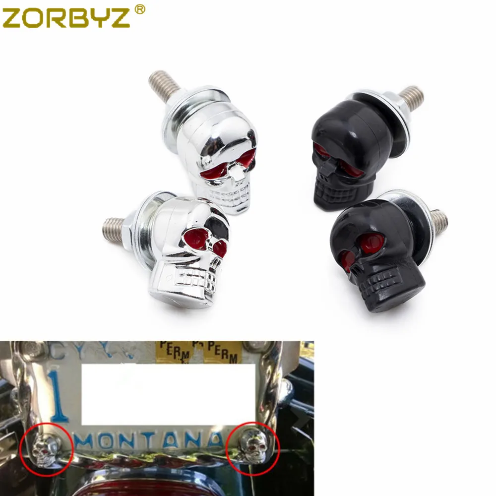 ZORBYZ 2Pcs 6mm Schädel Kennzeichen Rahmen Schrauben Schrauben Muttern Verschluss Für Harley Honda Suzuki Motorrad