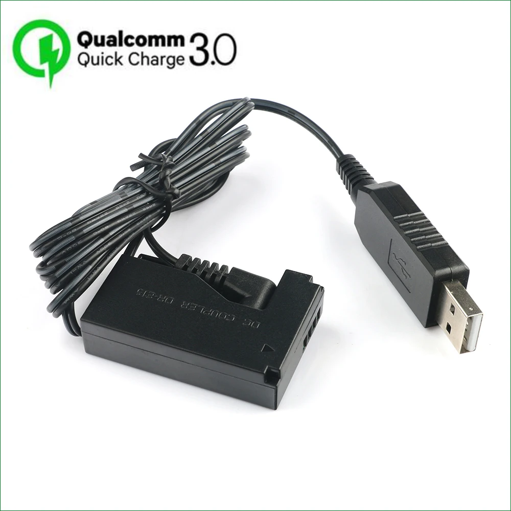 QC3.0 USB LP E12 LPE12 Giả Pin ACK-E15 DR-E15 DC Khớp Nối Cho Canon EOS 100D Nổi Dậy SL1 Kiss X7 powerShot SX70 HS