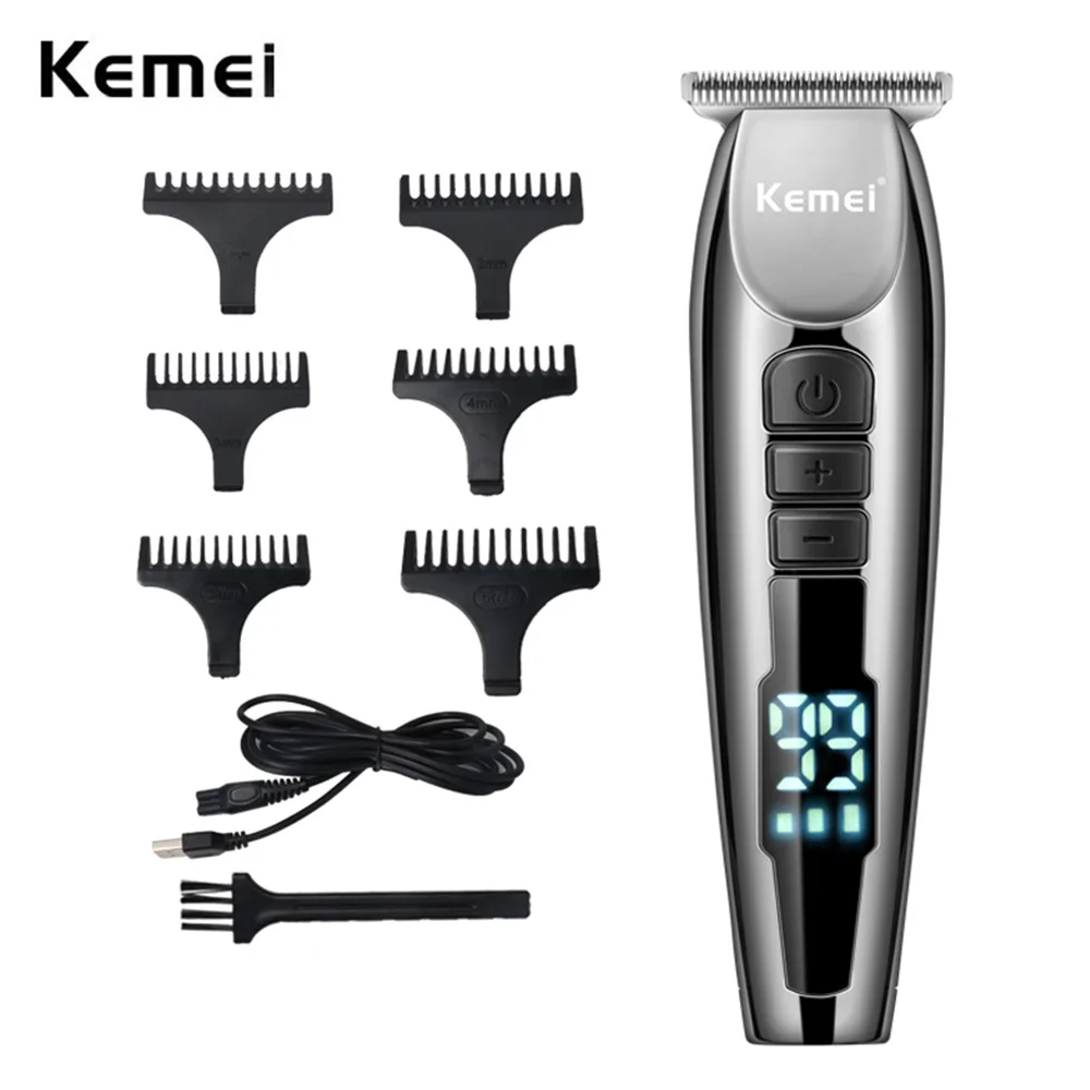 Kemei LCD Electric Hair Clipper Professional Shaver Beard Barber 0mm Hair Cutting Machine USB Rechargeable 3-speed adjustment