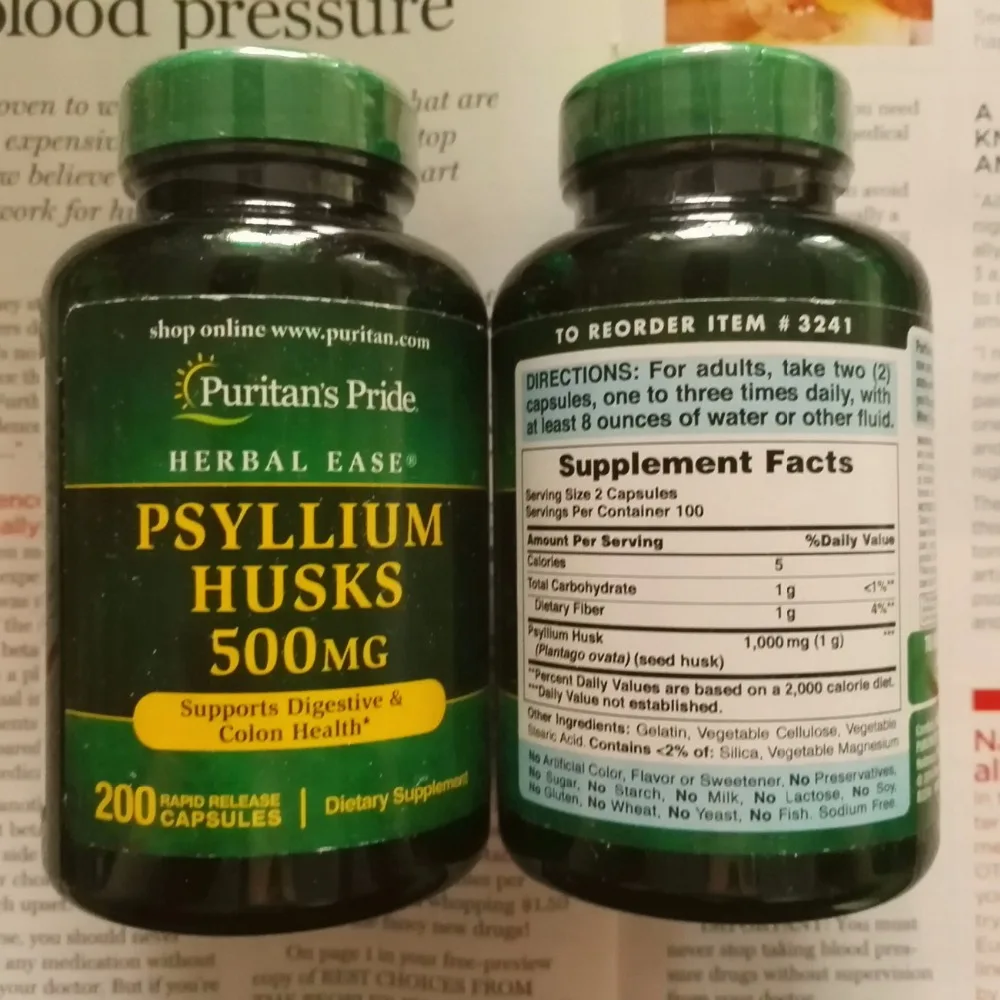 

Psyllium Husks 500 mg 200 capsules EXP 04/25