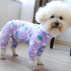 Pet Dog Jumpsuit Thin 100%Cotton Overalls Printed Puppy Clothes Protect Belly Pajamas For Small Dogs Chihuahua Poodle Home Wear