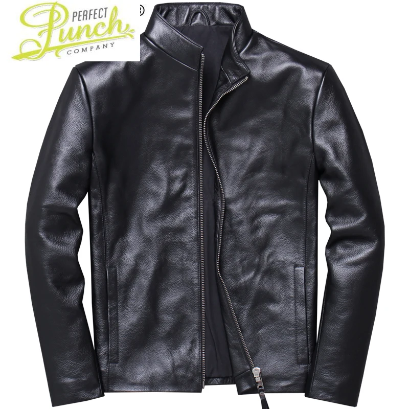 

Men's New Genuine Leather Jacket Cowhide Spring Autumn Real Cow Leather Coat Plus Size Veste Cuir Homme V-1224