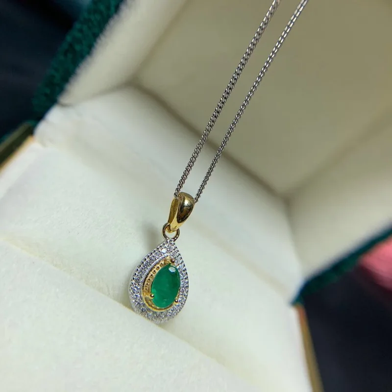 Hot Sale Emerald Necklace 925 Sterling Silver Fine Jewelry Emerald Pendant Party Jewelry Female BirthdayJewelry