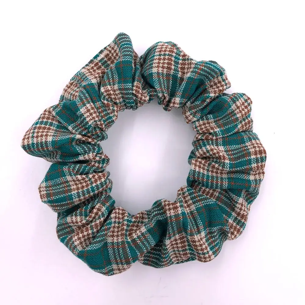 Cotton Plaid Hair Scrunchies Rope Elastic Hair Bands for Girls Women Preppy Ponytail Holder hair ties Accessories