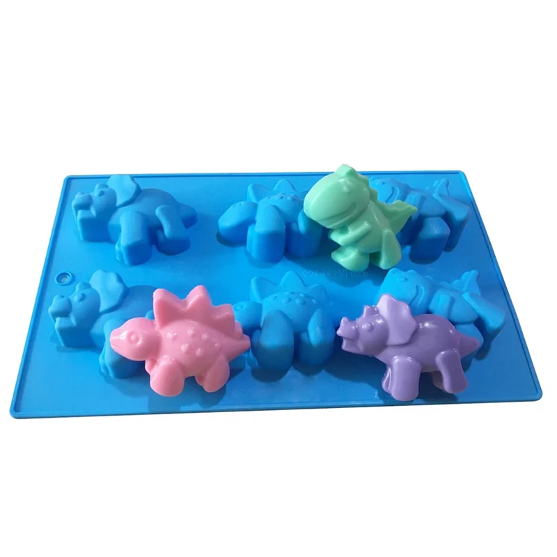 6 Cavity Silicone Chocolate Mold dinosaur mold animal cake biscuit Mold Baking flip sugar candy silicone soap mold