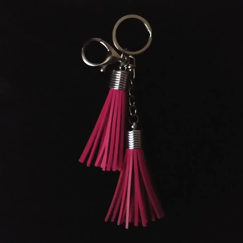 New 2 Long Leather Tassel Key Chain Silver Lobster Clasp Key Ring Cute Big Pendant Bag Charming Car Key Holder Personality Gifts