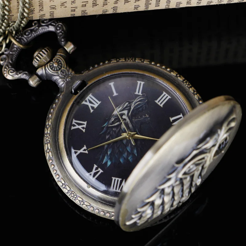 Reloj de bolsillo de bronce para hombre y mujer, pulsera con colgante de collar, diseño de casa, Retro, Steampunk, regalo
