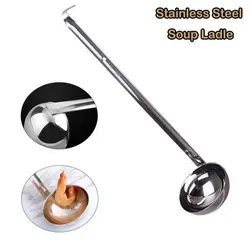 Stainless Steel Thicken Long Handle Soup Ladle Barb Hanging Home Restaurant Kitchen Cooking Tool