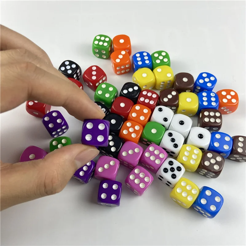 10Pcs/Lot 16mm Drinking Dice Acrylic White Round Corner Hexahedron Dice Party Playing Games RPG Dice Club/Party/Family Games