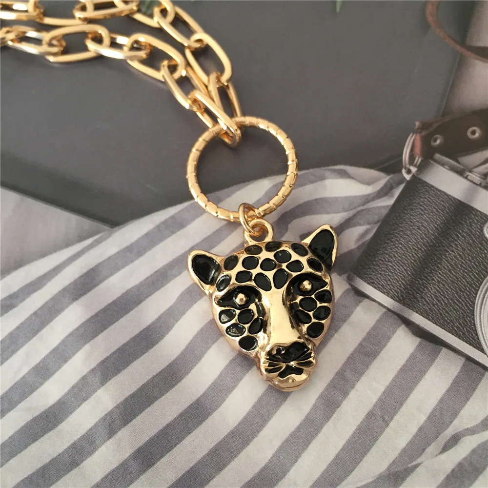 Feminist Gold Color Plating Black Spot Tiger Pendant Necklace For Women Wild Sexy Trendy Lovely Jewelry accessory