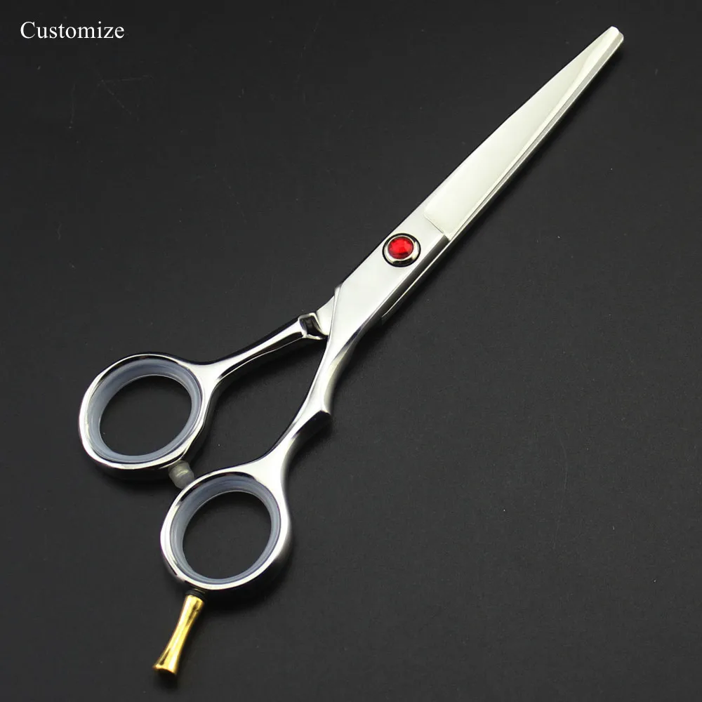 

Customize logo Japan 440c 5.5 inch Silver hair scissors haircut thinning barber tools cutting shears hairdressing scissors