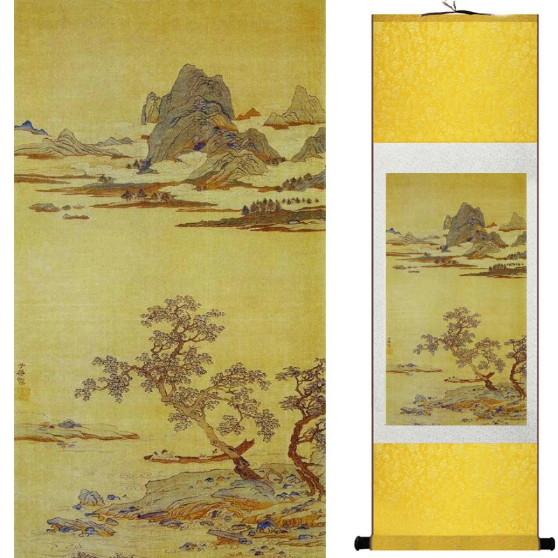 landscape  painting  Home Office Decoration Chinese scroll painting Mountains and river  painting 2019081205