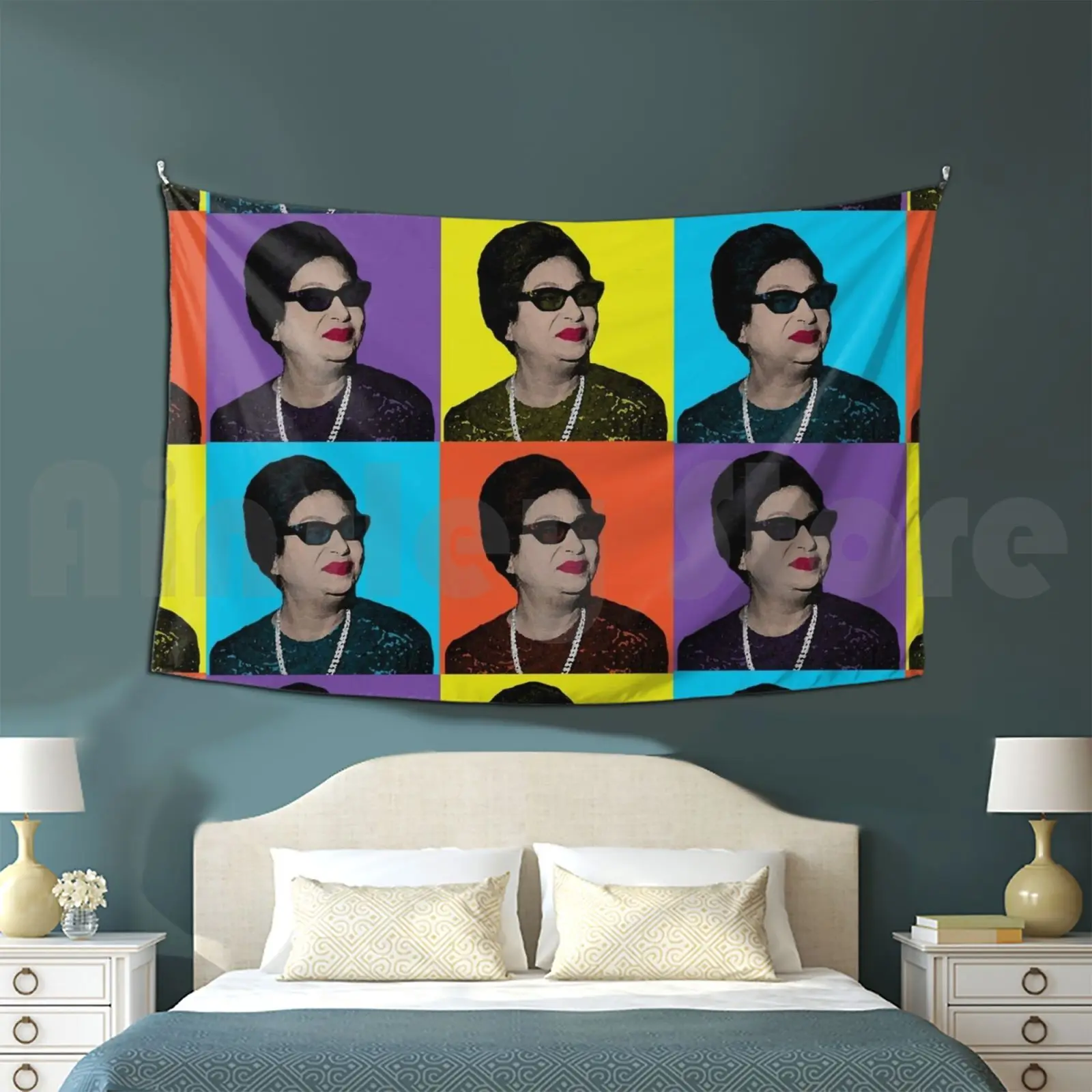 Umm Kulthum Pop Art Famous Singer Tapestry Background Wall Hanging Umm Kulthum Oum Kaltoum Egyptian Arabic Oum
