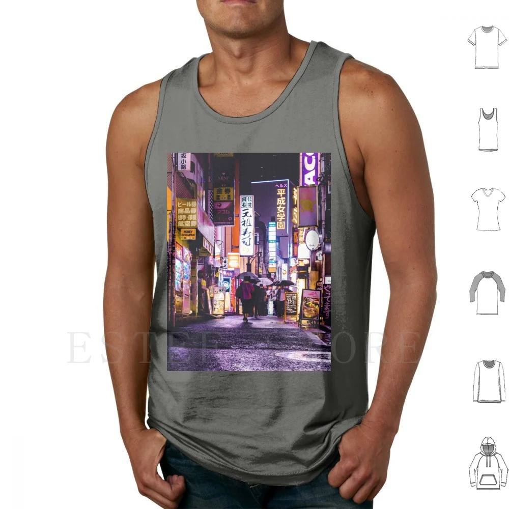 Japan The Tank Tops Vest Sleeveless Neon Alleys Buildings Business City Evening Illuminated Japan Light Light Reflections