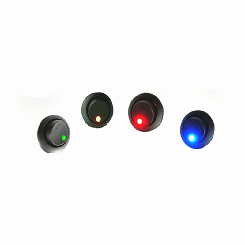 4Pcs  Car 12V / 220V 3 Pin 4 color each  cat\'s eye Round Rocker Dot Boat LED Light Toggle Switch SPST