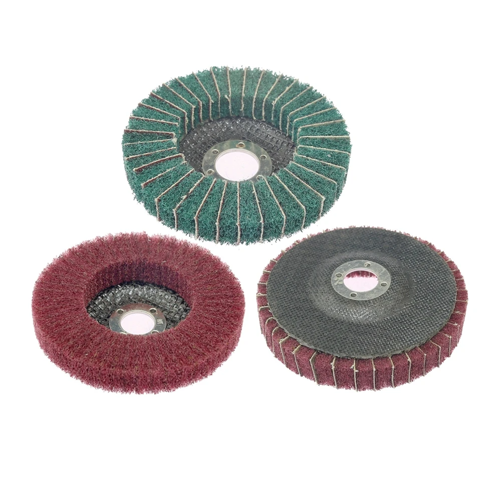 10 pieces 100/115 Angle Grinder Flap Sanding Disc Non-woven Nylon Polishing Wheel for Stainless Steel Grinding