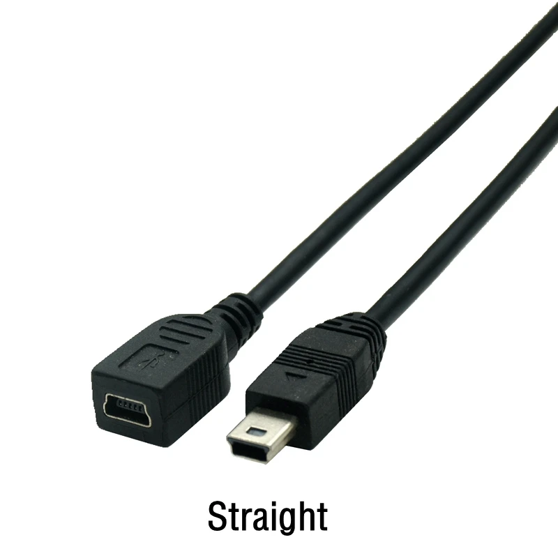 Przewód USB Mini 5Pin wtyk męski na żeńskie gniazdo rozszerzenie Adapter danych kabel przewodzący prawe lewe nawet kąt nachylenia 90 stopni przewód