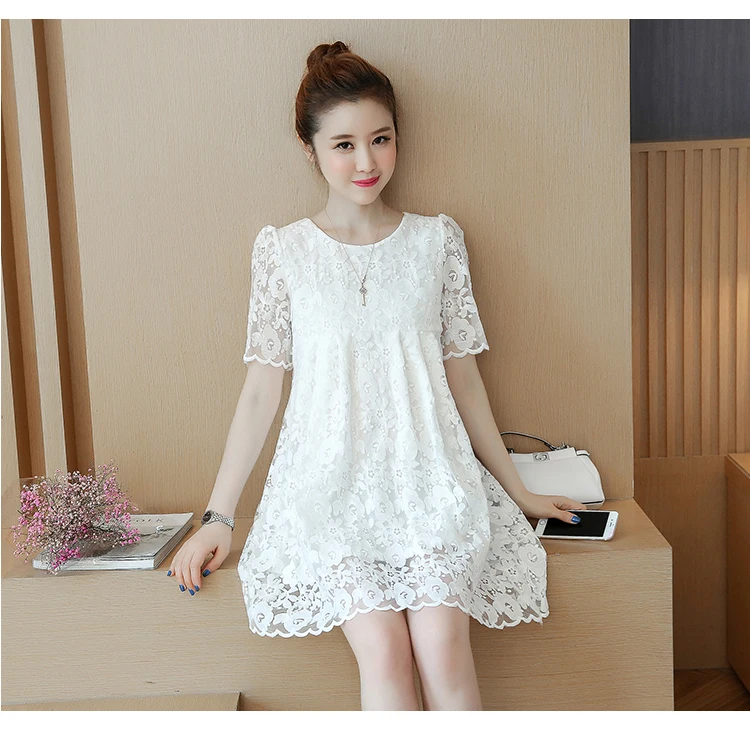 Maternity shirt New pregnant wome dress Korean version of the long section white Seven points sleeves loose large cashmere dress