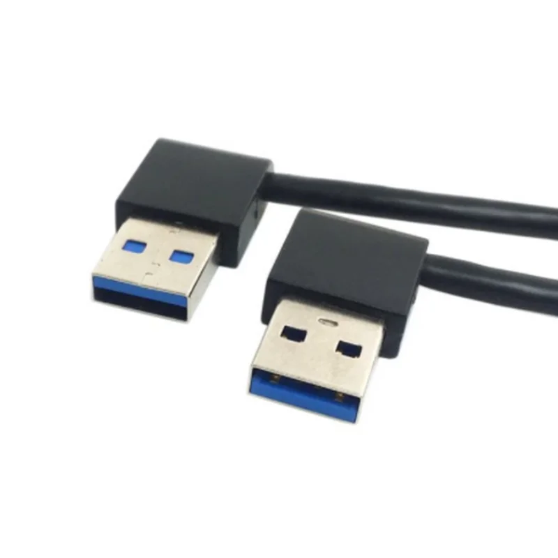 5Gbps 0.5m 25cm USB 3.0 Type A Male TO Male 90 Degree Left Angled to Right Angled Extension Cable Straight Connection