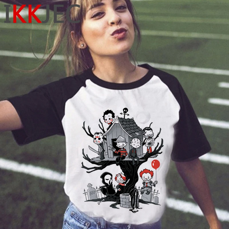 Cool Chucky Horror Anime Harajuku T Shirt Men Unisex Streetwear Couple T-shirt Funny Cartoon Grunge Tshirt Fashion Top Tees Male