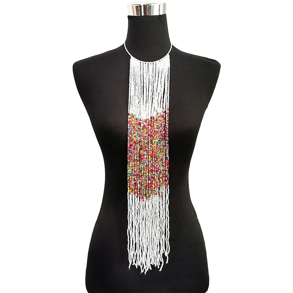 MANILAI Bohemian Resin Beaded Long Necklaces Pendants Women Handmade Beads Collar Bib Choker Statement Necklace Ethnic Jewelry