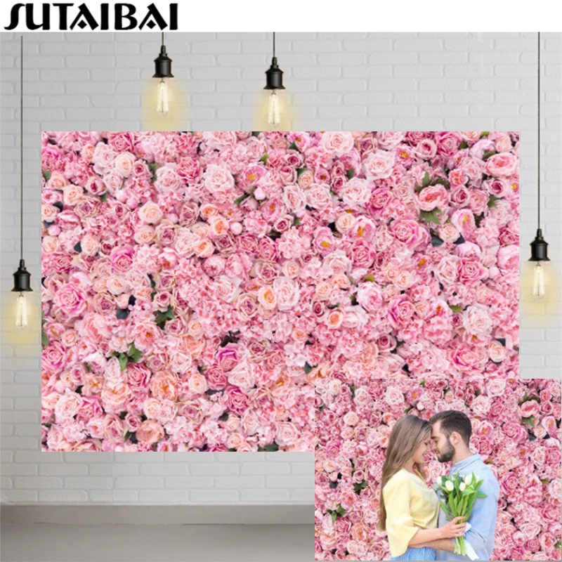 Wedding Rose Flowers Wall Decorations Photography Backdrops Party Bridal Baby Portrait Photographic Background for Photo Studio