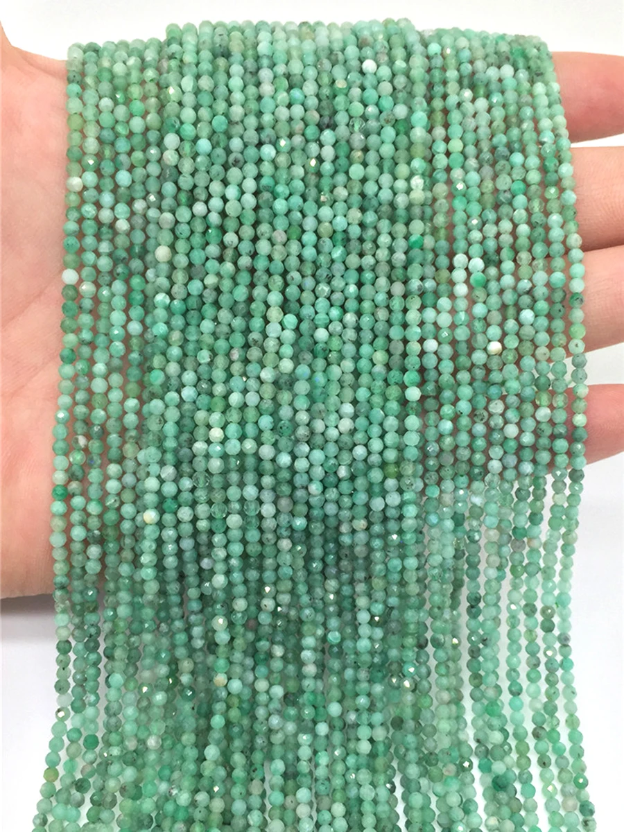 

Natural Stone Green Emerald Jades 2mm Faceted Round Bead For Jewelry Making Strand 15"DIY Bracelet Necklace Jewelry Loose Beads