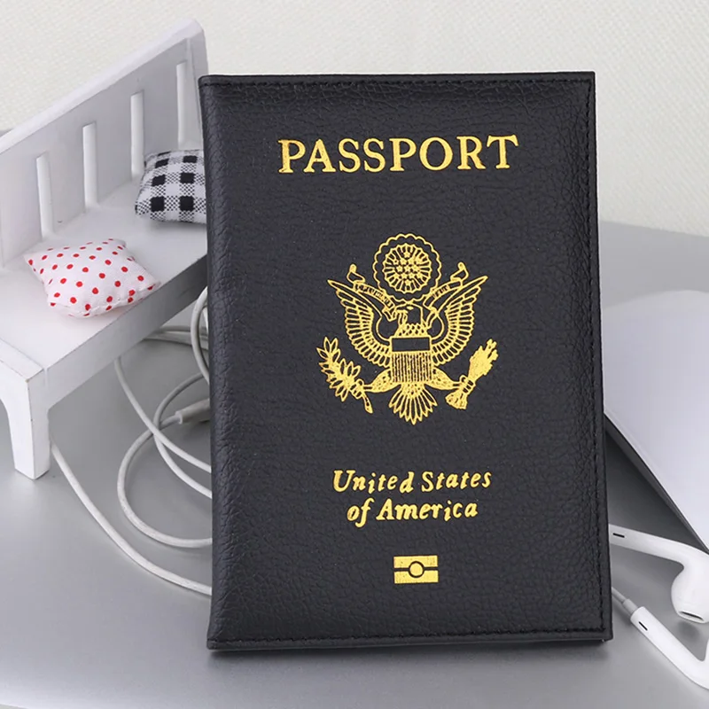 

Travel PU Leather Passport Cover Personalised Women Pink USA Passport Holder American Covers for passport Girls pouch Passport