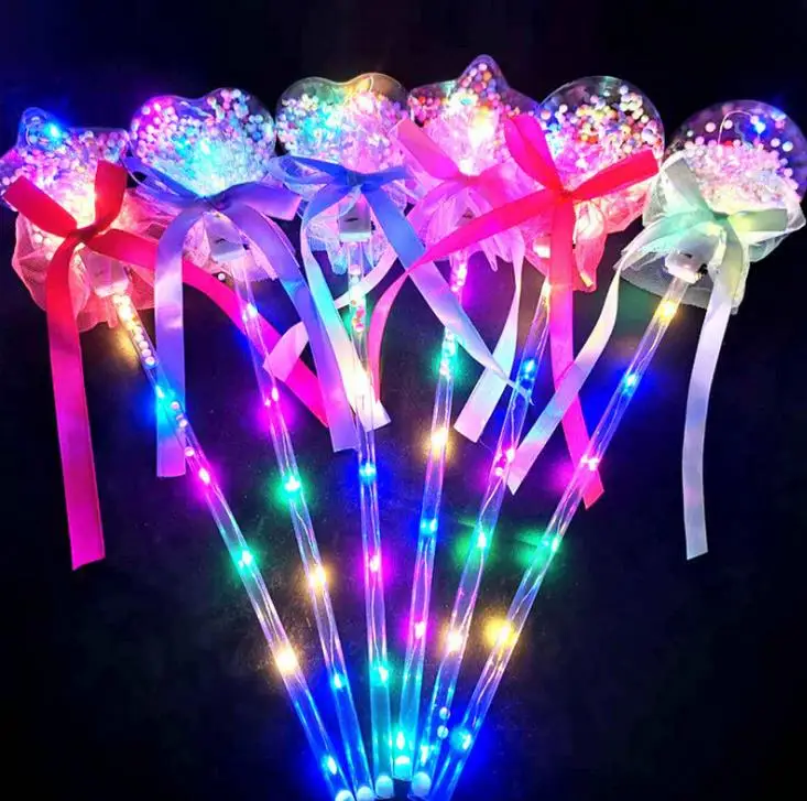 

LED Light Sticks Clear Ball Star Shape Flashing Glow Magic Wands for Birthday Wedding Party Decor Pink Blue Purple 50pcs/lot