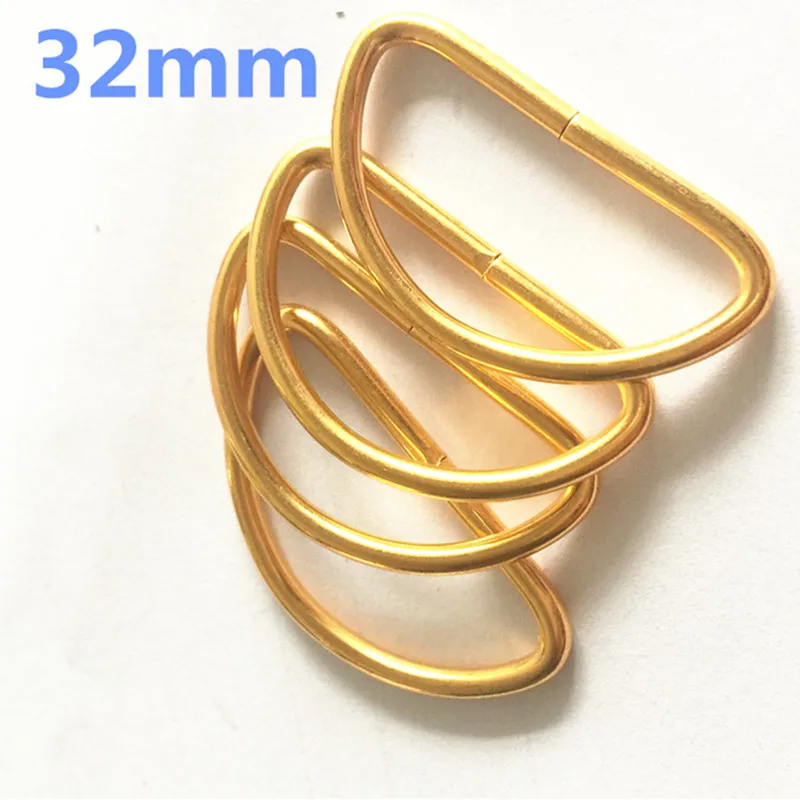 

100pcs 32mm 1.25''IN Metal D-shaped Non-Welded Dee Rings Gold Plated D-Rings Webbing Strapping Bags Garment Accessories Buckle