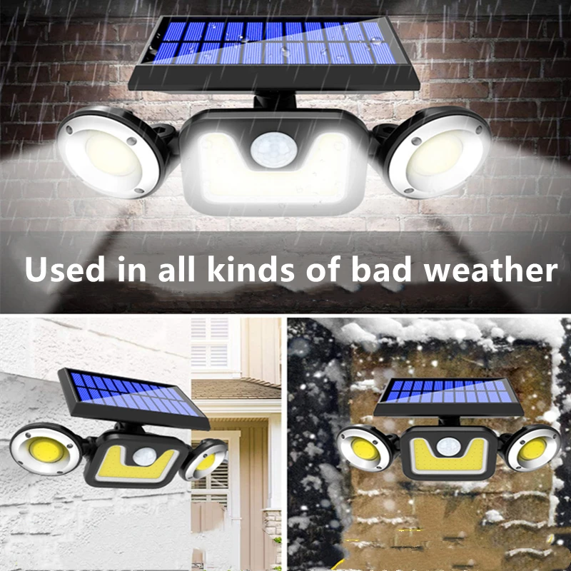 

Solar Light Double Head Solar Lamp 100leds COB Sensor Spotlight Outdoor Waterproof Adjustable Angle Lights For Garden Wall