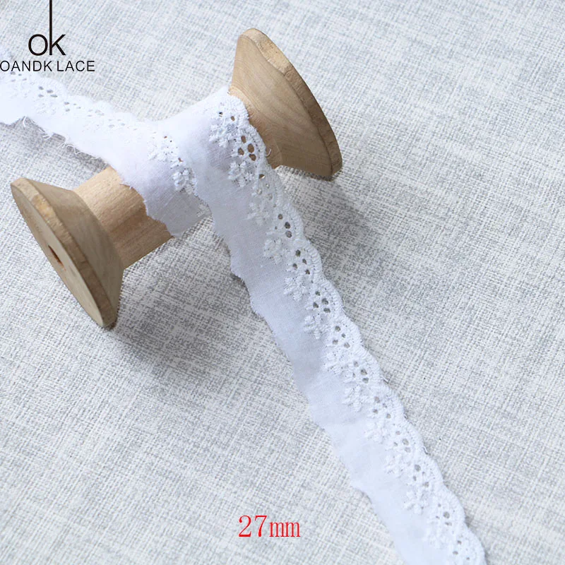 2 yards 1.8-6.3cm high quality lace jewelry white cotton embroidery hollow pure cotton lace DIY garment wholesale