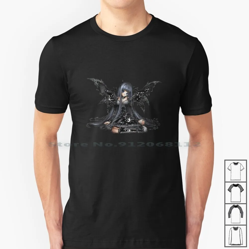 Pixel Goth Demon Girl 100% Cotton T Shirt Manga Webcore Angel Devil Demon Anime Girl Gothic Emocore Mall Goth Princess Blingee