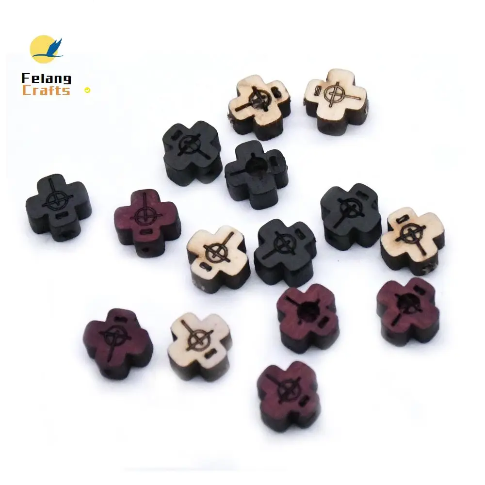 50pcs 10mm Square Wood Cross Pendants Wooden Beads For Necklace/Bracelet/Earring Pendant