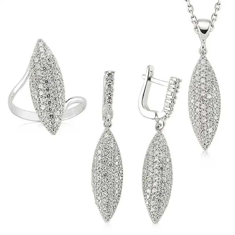 Silver White Cubic Zirconia Women 'S Set