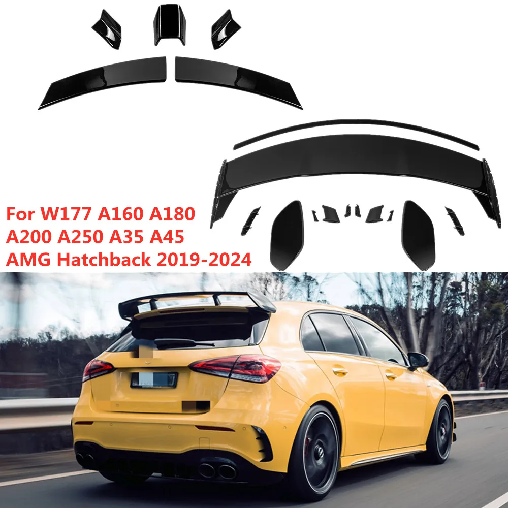 Glossy Black For AMG Mercedes Benz W177 Hatchback A Class A180 A200 A250 A260 A45 2020 2021+ Rear Trunk Spoiler Bumper Top Wing