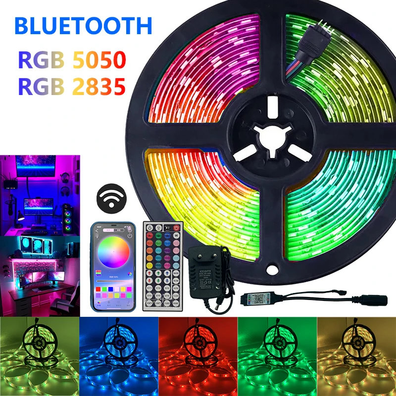 

СВЕТОДИОДНАЯ лента SMD RGB 5050, 2835 люмен, ИК, Bluetooth, Wi-Fi, управление питанием 12 В постоянного тока, гибкая Диодная лента, украшение для дома