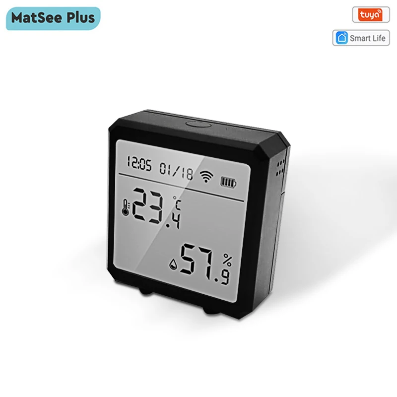 Tuya wifi sensor de umidade temperatura higrômetro indoor termômetro monitor com display lcd