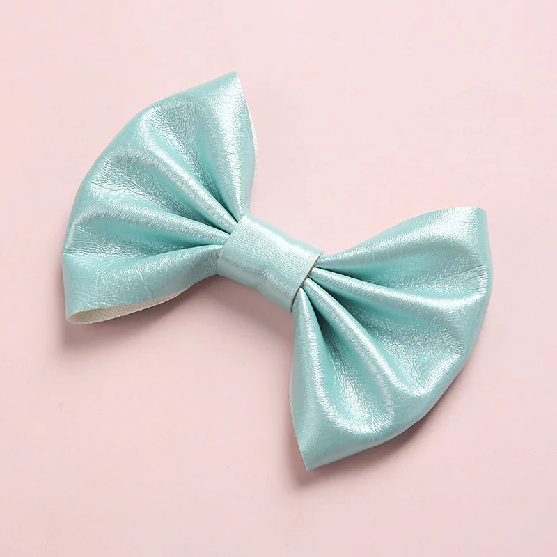 Leather Baby Hair Clips Bows Girls Princess Barrettes For Children Candy Color Hairpin Toddler Side Clip Kid Hair Accessories