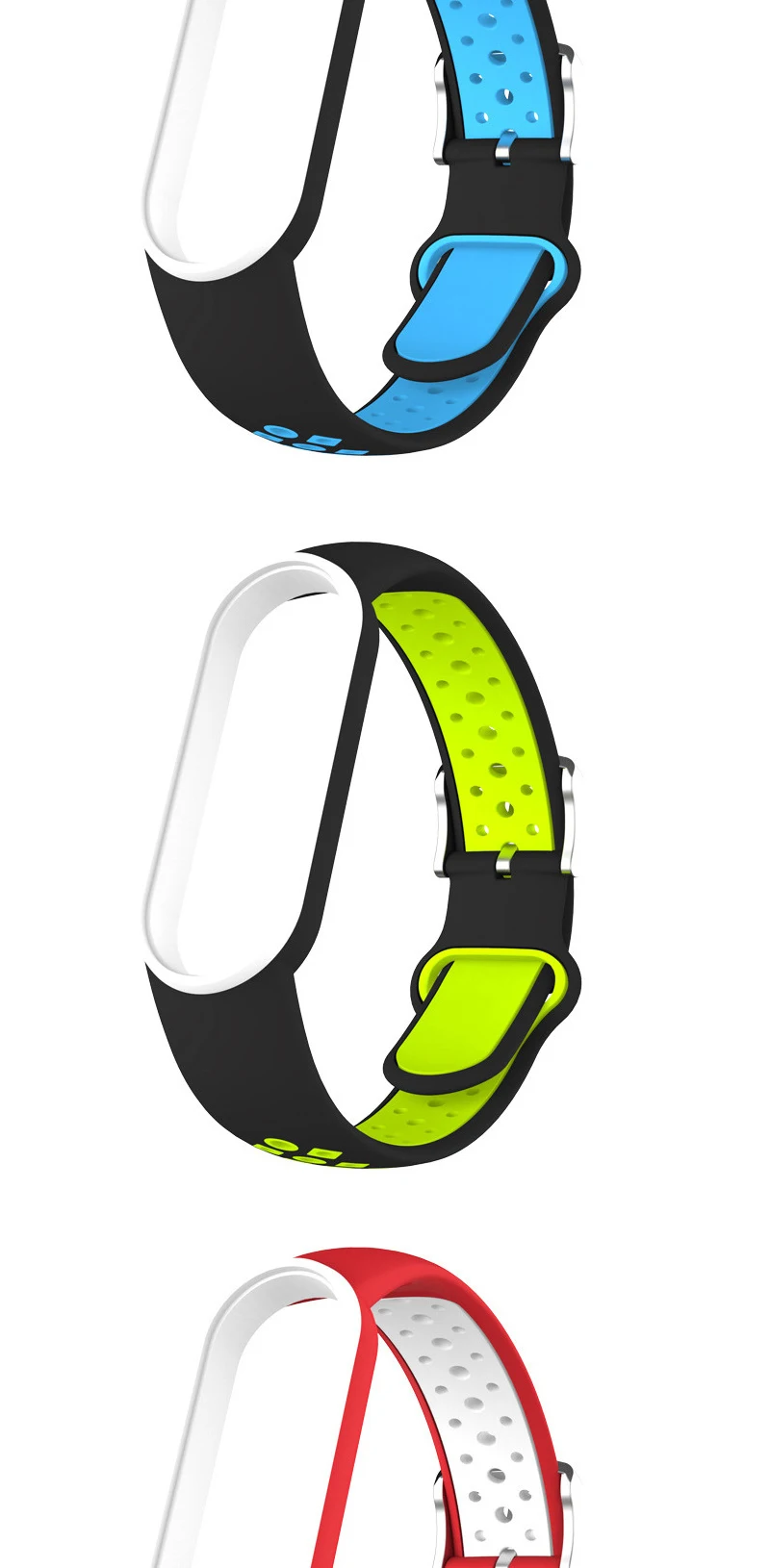 Gürtel Für Xiaomi Mi Band 5 6 Zwei-farbe Silikon Armband Sport Atmungsaktive Strap Für Miband 5 Miband 7 ersatz Armband – Detail 6
