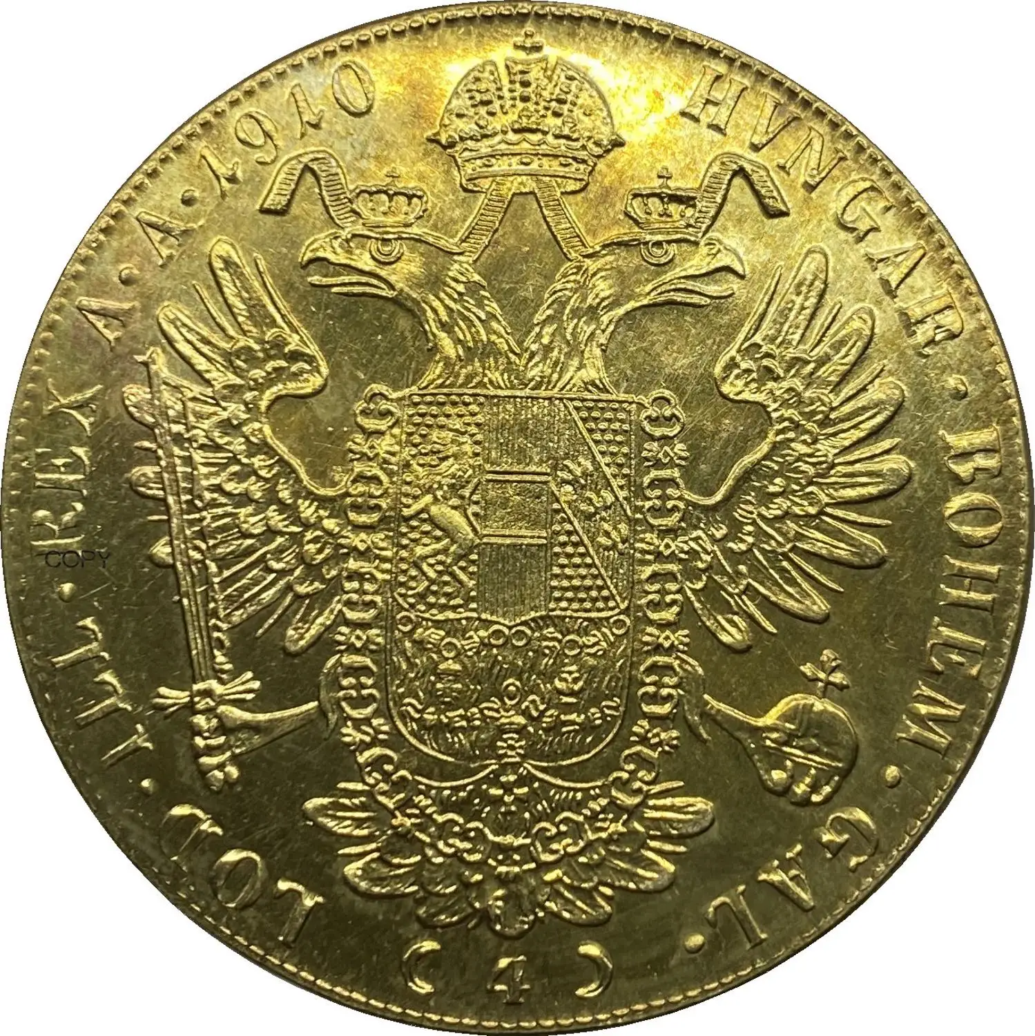 Austria Habsburg 1910 4 Ducats Franz Joseph I Austrian Emperor Double headed Austro Hungarian Eagle With Crown Gold Copy Coin