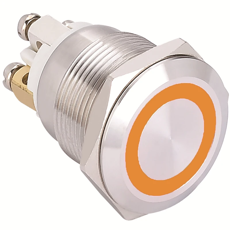 Imagem -02 - Elewind 19 mm Cabeça Plana Anel Iluminado Botão Momentâneo de Aço Inoxidável 1no Pm191f10e r 12 v s